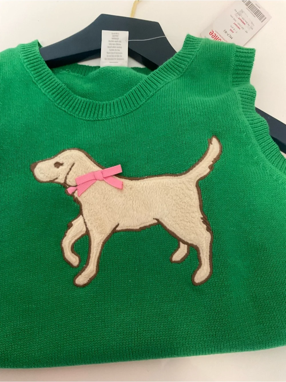 Gymboree Kids Green Sleeveless Sweater Vest with Dog Applique Size M(7-8)